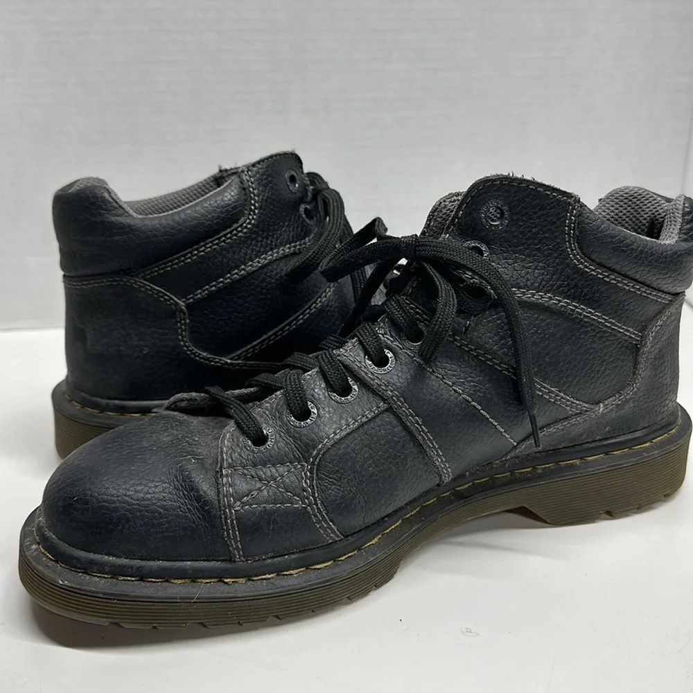 Dr Martens Harrisland Boots Leather Lace Up Work Shoes Docs Black Men's Size 11